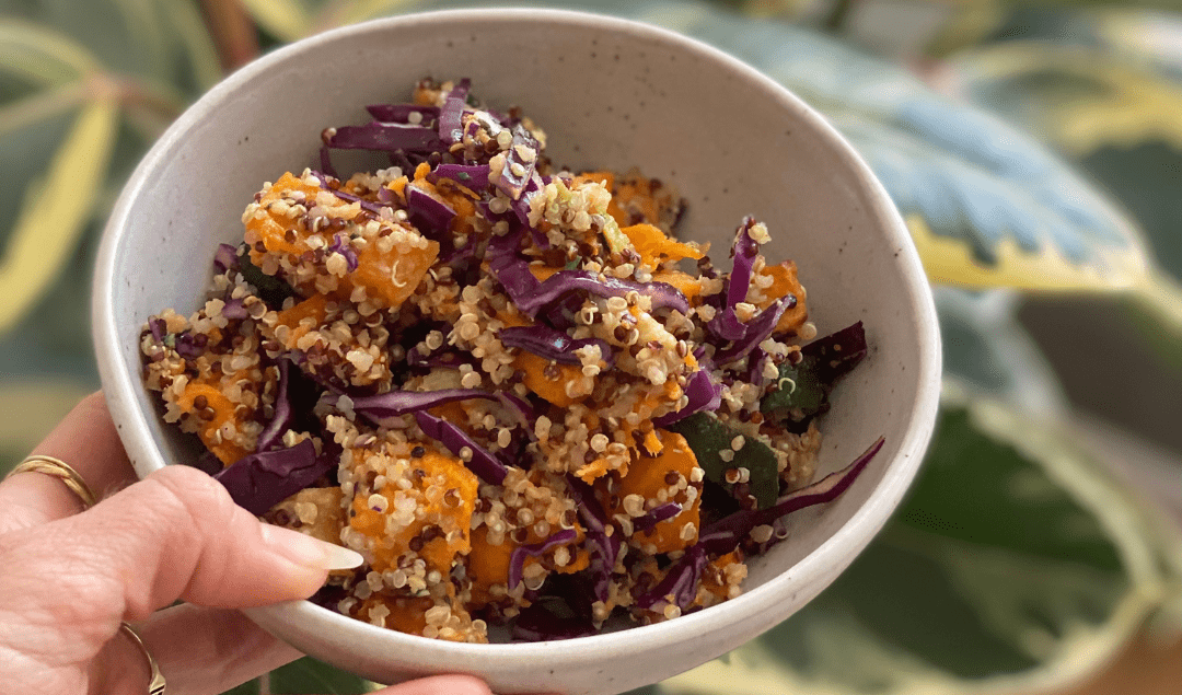 salade chou rouge patates douces quinoa
