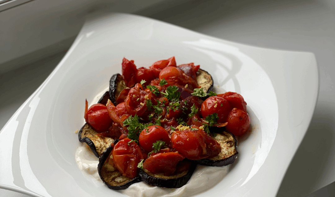 aubergines rôties tomates