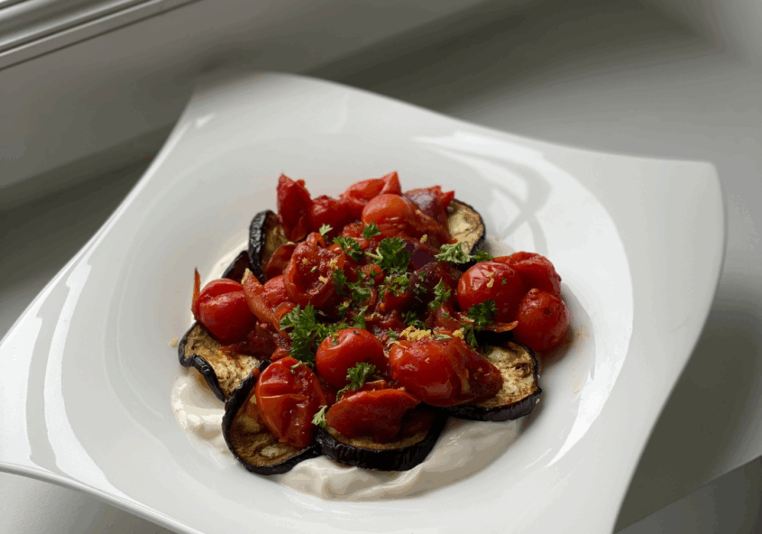 aubergines rôties tomates